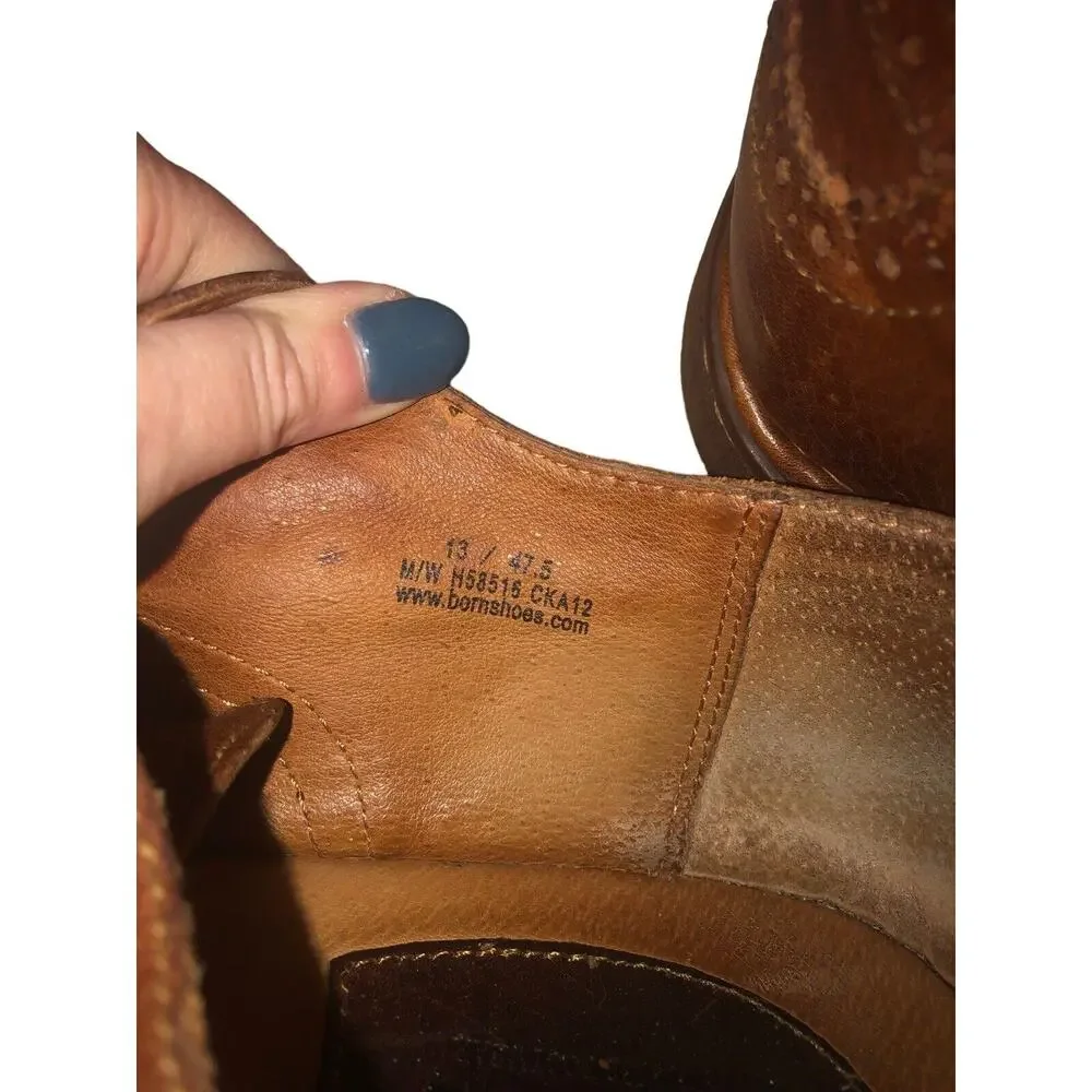 Born Mens Brown Pebbled Leather Wingtip Oxford Brogue Dress Shoes H48516 Size 13